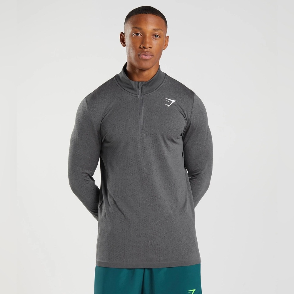 Gymshark Men’s XXL Seamless 1/4 Zip Training Top Dark Grey